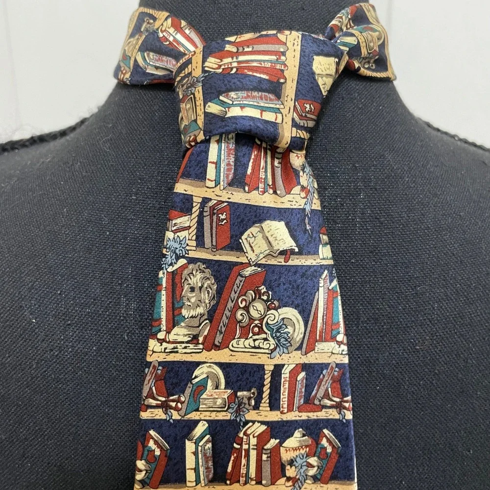 Museum Artifacts Silk Necktie Books Library Teacher History‎ Librarian Tie